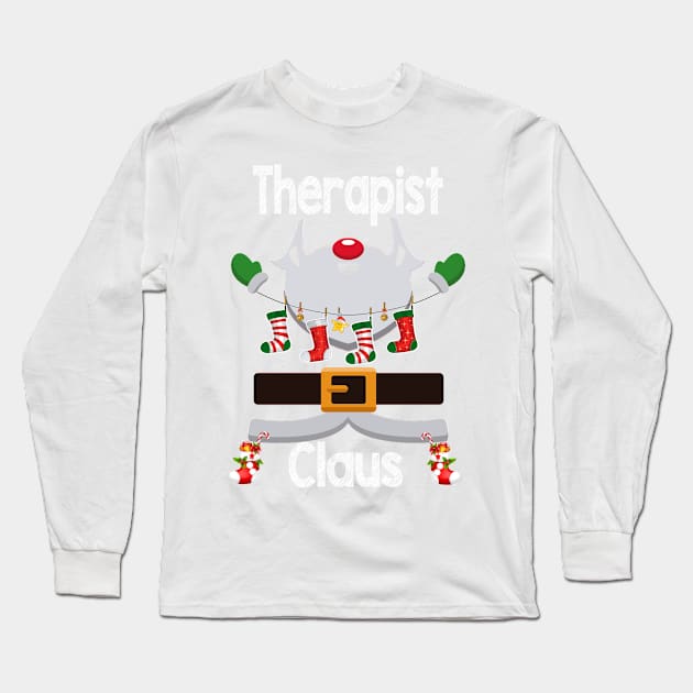 Therapist Claus Santa Christmas Costume Pajama Long Sleeve T-Shirt by johnbbmerch